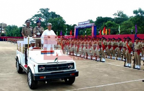 CM Manik Sarkar inspects passing out parade at police training academy ground CM Manik Sarkar inspects passing out parade at police training academy ground